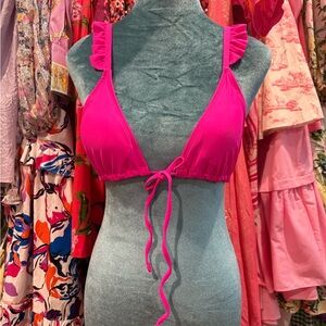 Vibrant Pink Ruffle Bikini Top